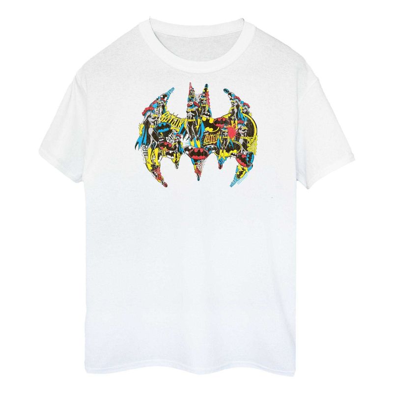Batman Mens Batgirl Collage Logo Cotton TShirt  White
